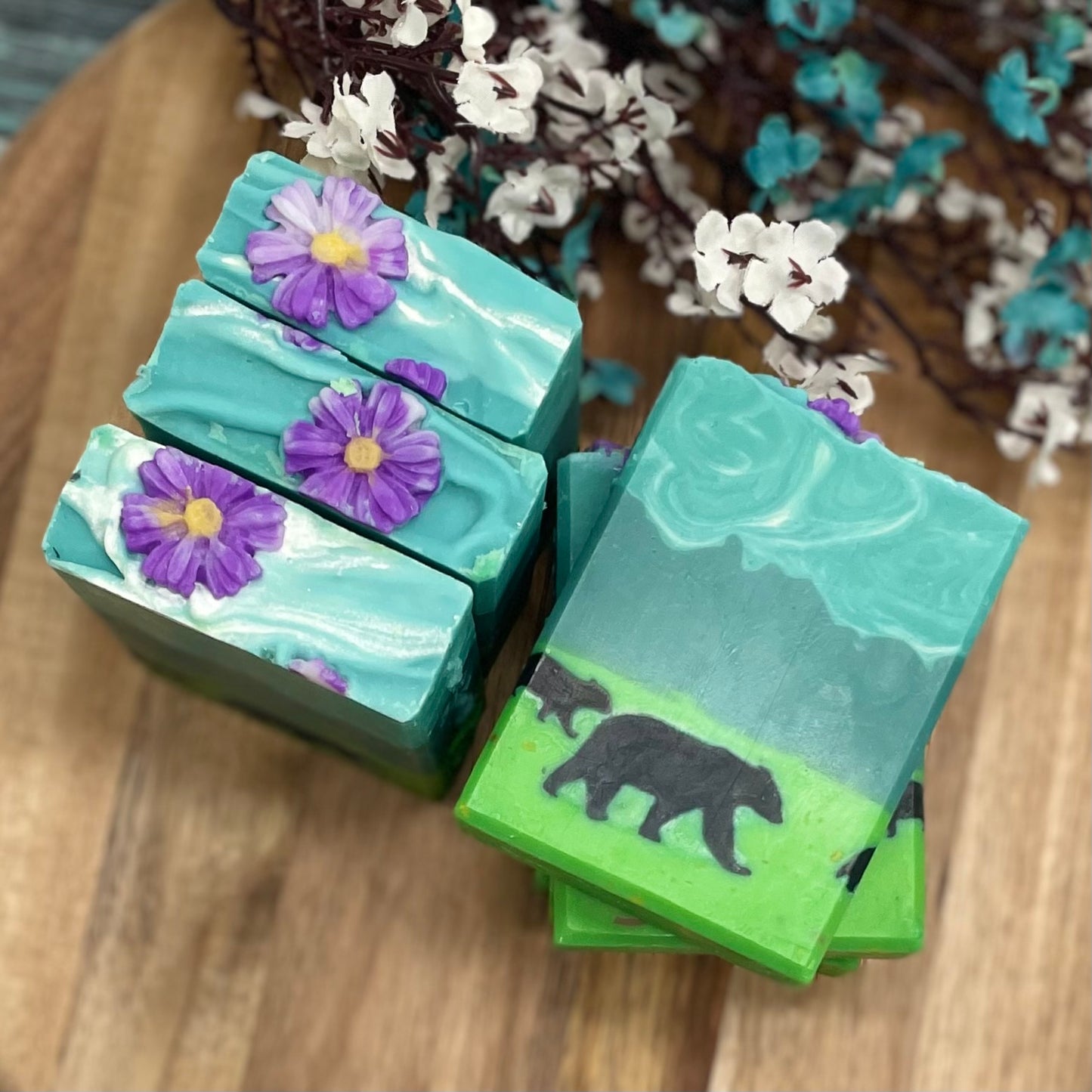 Spring in the Cove Soap | Tallow & Goat Milk Artisan Bar | Floral Scent | Fancy Mama Bear Design | Tennessee Made with Local Ingredients