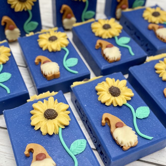 Sunflower Gnome | Fancy Artisan Soap | Coconut Milk Bath Bar | Handmade in Tennessee
