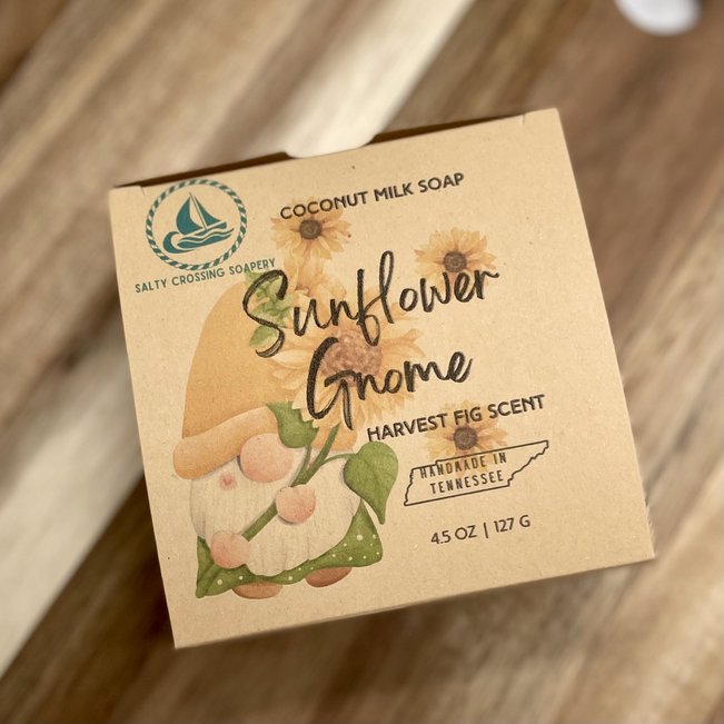 Sunflower Gnome | Fancy Artisan Soap | Coconut Milk Bath Bar | Handmade in Tennessee