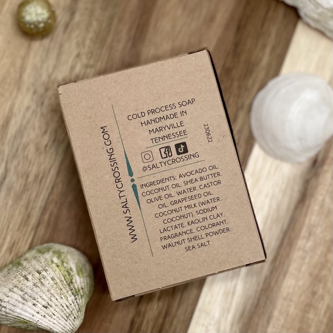 treasure fancy artisan soap back of box with ingredient list