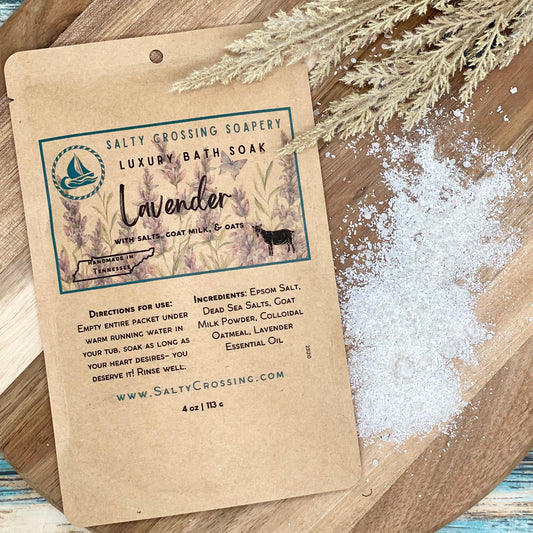 Lavender Luxury Bath Soak | Handcrafted with Salts, Goat Milk, Colloidal Oatmeal, Essential Oil | All Natural Ingredients | Gift for Mom