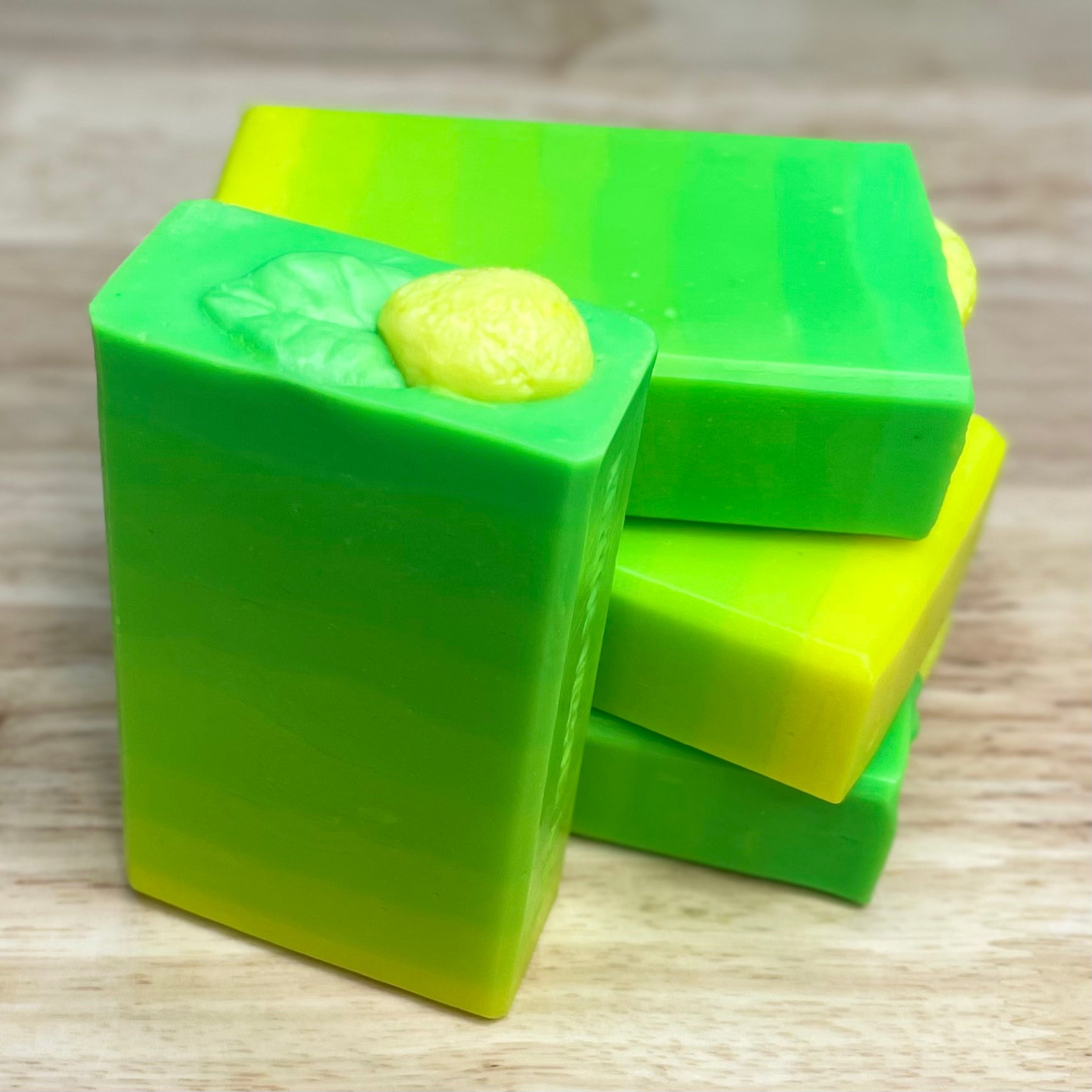 Neon yellow and green soap bars 