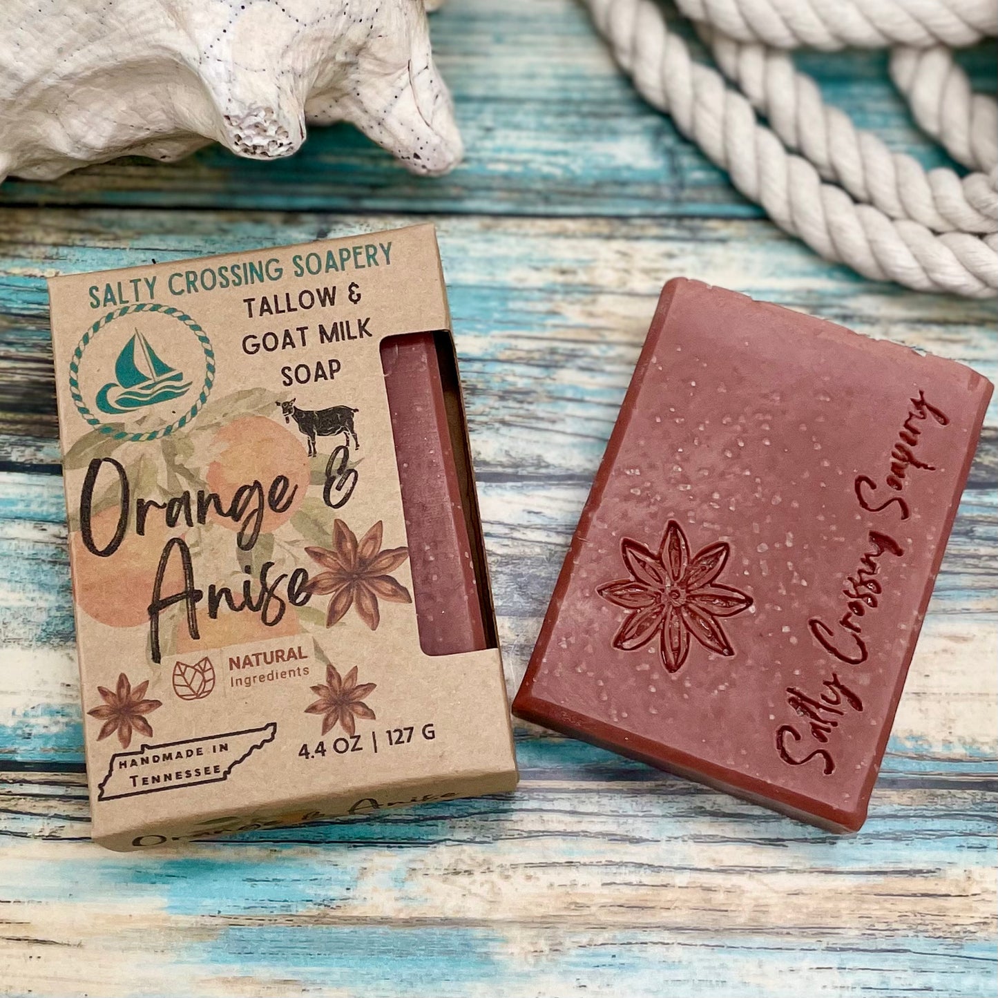 Orange & Anise Soap | Tallow and Goat Milk Artisan Bar | All Natural Lather for Shower Bath or Hands | Tennessee Made with Local Ingredients