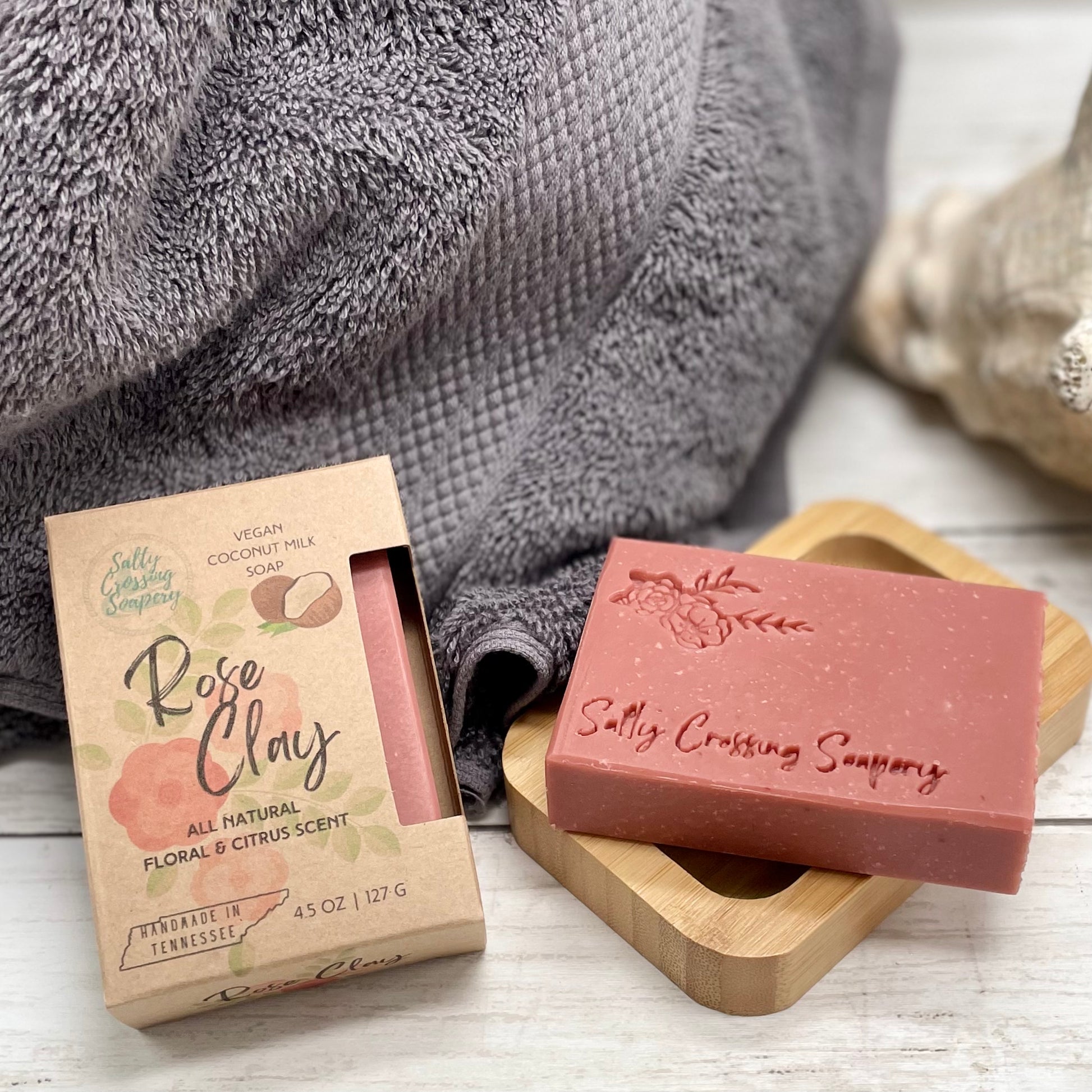 Rose Clay soap bar with box