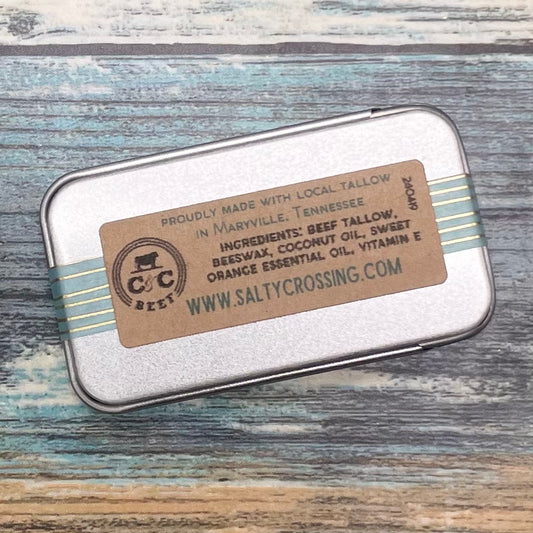 Tallow & Beeswax Lip Balm Slider Tin | Handcrafted Lip Butter with Natural Local Ingredients | Plastic Free Packaging | Small Batch Skincare