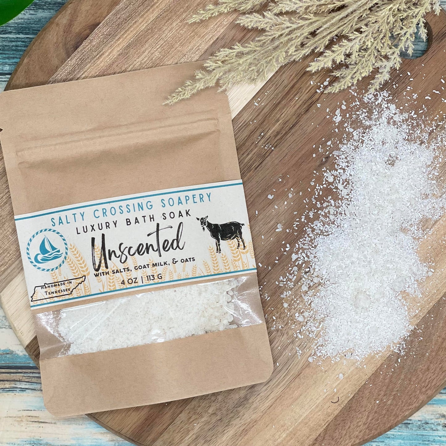 Unscented Luxury Bath Soak | Salts, Goat Milk & Colloidal Oatmeal | Handmade in Tennessee