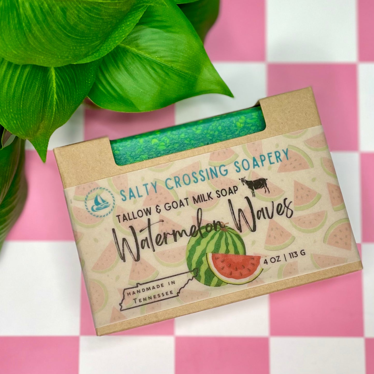 Watermelon Waves Soap Bar with Tallow & Goat Milk