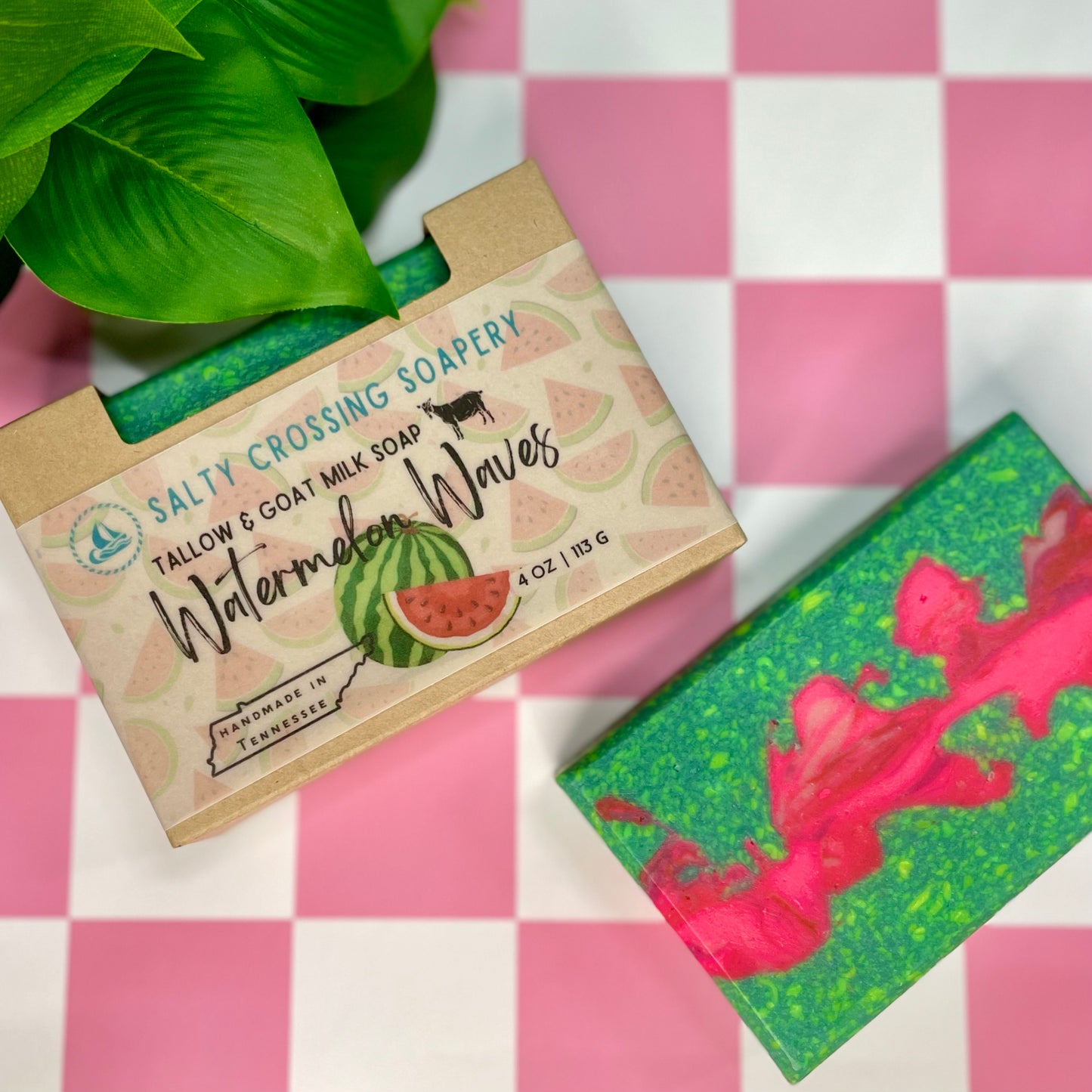 Watermelon Waves Soap Bar with Tallow & Goat Milk