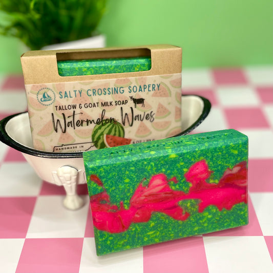 Watermelon Waves Soap Bar with Tallow & Goat Milk