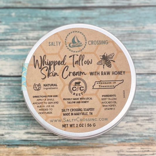 Whipped Tallow Skin Cream | All Natural Moisturizer and Body Butter | Essential Oil Scent | Made with Local Ingredients | 4 fl oz Glass Jar