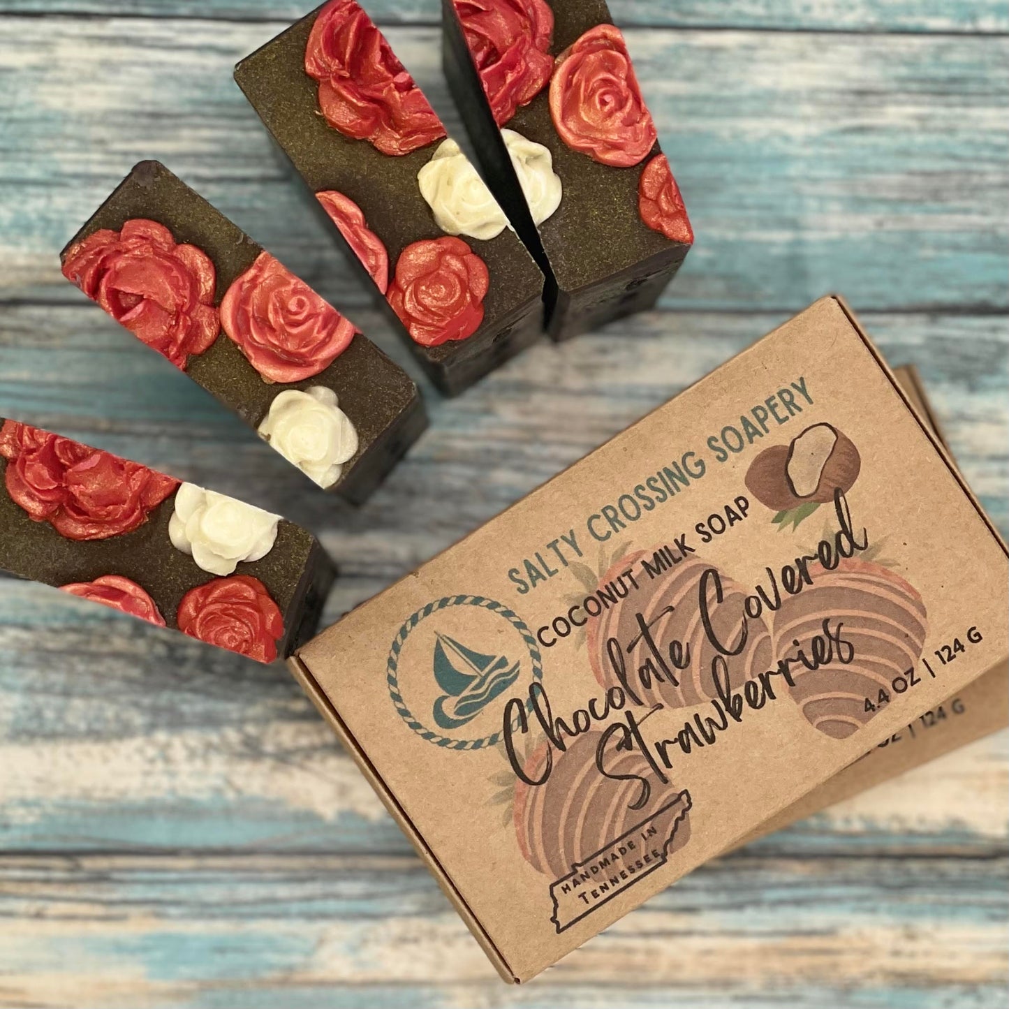 Chocolate Covered Strawberries Soap | Handmade Fancy Artisan Bar with Coconut Milk & Shea Butter | Valentine's or Galentine's Gift