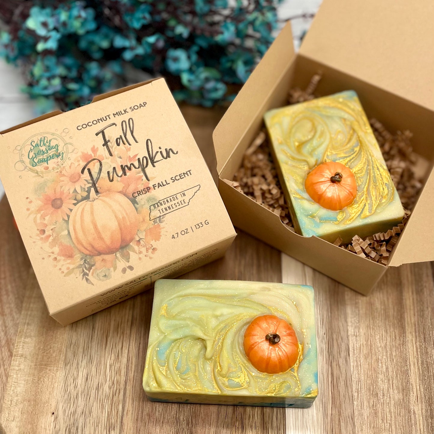 fall pumpkin fancy artisan soaps with hand sculpted soap pumpkins on top