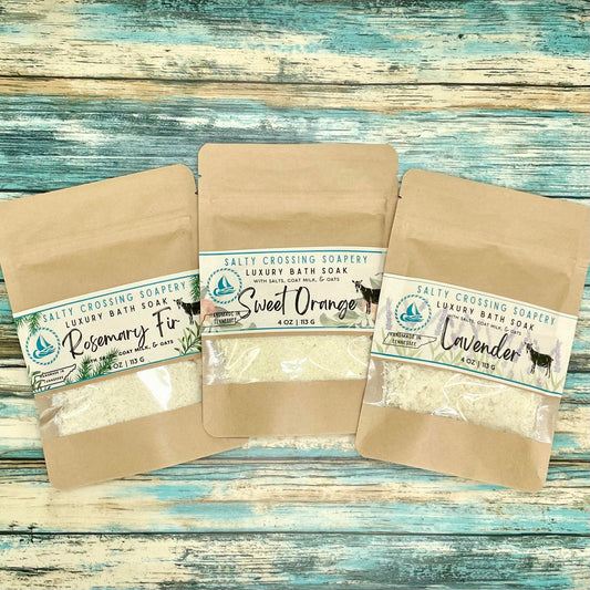 Luxury Bath Soaks Set of 3 | All Natural Ingredients including Dead Sea Salts, Epsom Salt, Goat Milk, Colloidal Oats and Essential Oils | Handmade in Tennessee
