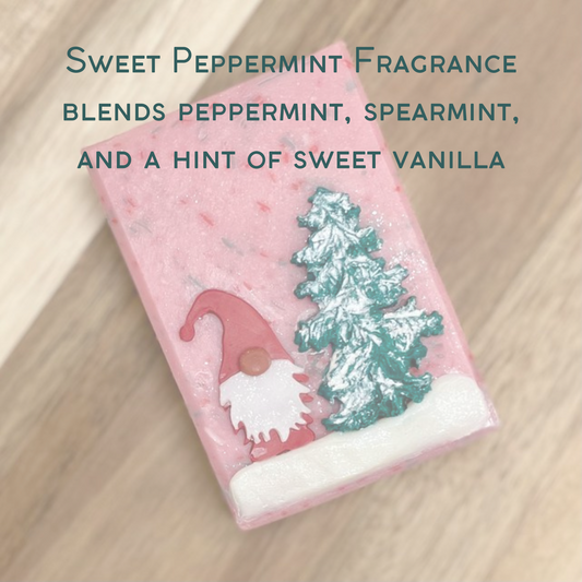 sweet peppermint fragrance blends peppermint, spearmint, and a hint of sweet vanilla. graphic