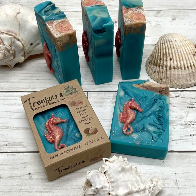 treasure fancy artisan soap with seahorse 